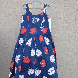 Kate Spade Stylish and Elegant Navy with Floral Design Floral Midi Dress